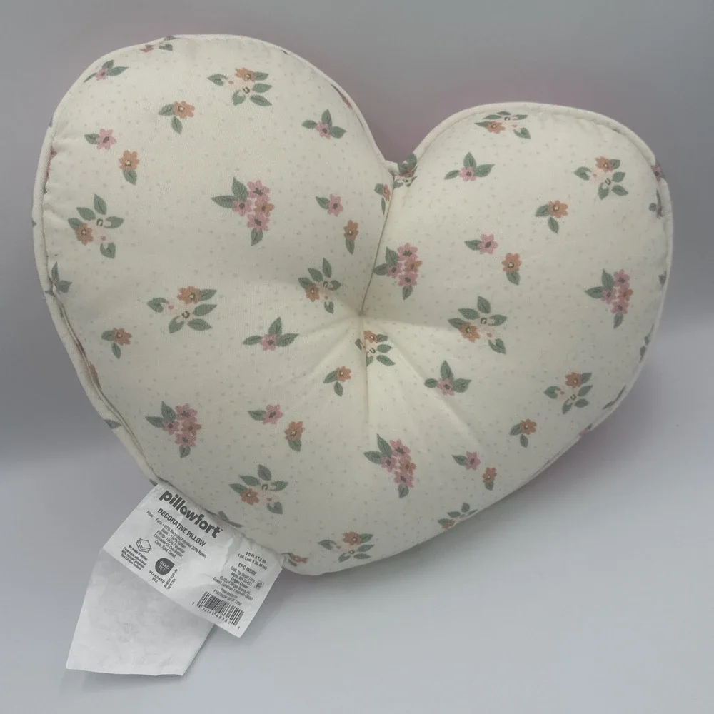Heart Shaped Pillow Floral Reversible Decorative Throw Valentine Spring Love NEW